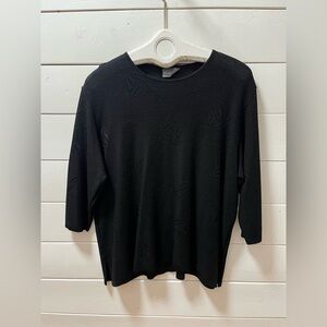 LOUIS LEONHARDT Black Textured Knit Top – Women’s 50